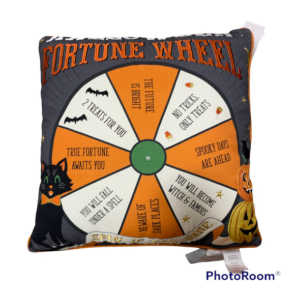 Isaac Mizrahi Fortune Teller Wheel Throw Pillow Halloween Decor Arrow Spins 18" - Picture 1 of 12